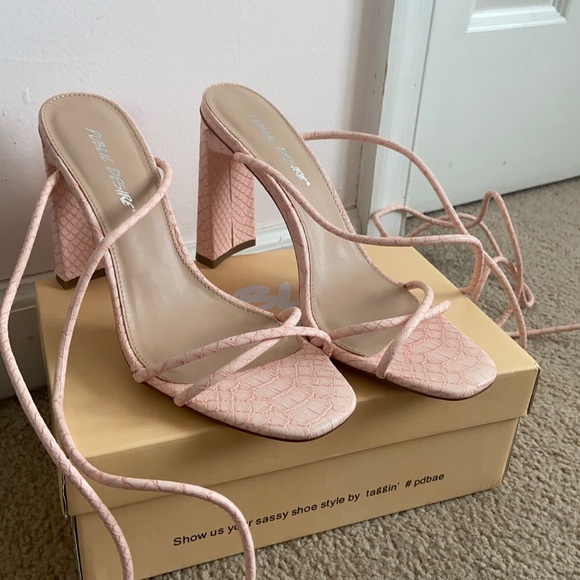 Public Desire Shoes - Pink platform lace-up heels
